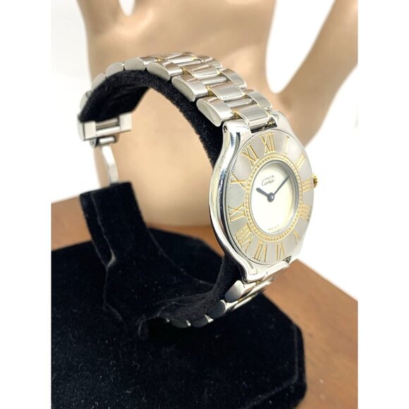 Cartier Must 21 Women\'s Watch Swiss Quartz Silver Dial Two Tone Steel 31mm